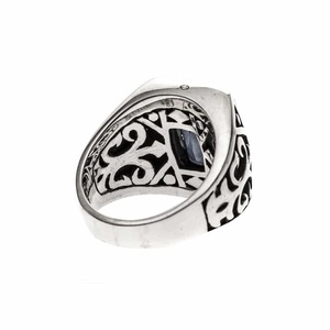 Bagues turques pour hommes Daidan, argent 925, rectangle, argent personnalisé, pierre précieuse saphir, bague turque pour homme - Product Image 6