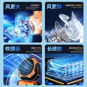 Ventilador Portátil para Camping con Luz, Batería Recargable, Color Naranja, Motor DC, Larga Duración de 8-12 Horas, Montable en Pared - Product Image 2