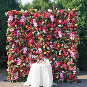 Panel Floral de seda 5d/8d personalizado de alta calidad, pared de flores rosas y naranjas para boda, Navidad y decoración de escenario de Graduación - Product Image 1