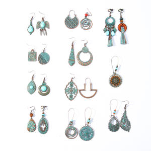빈티지 스타일 매달려 귀걸이 보석 여성 드롭 귀걸이 큰 기하학적 보헤미아 녹청의 귀걸이 빈티지 패션 보석 선물 - Product Image 6