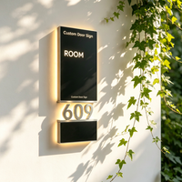 Plaque de porte d'hôtel personnalisée en fer avec rétroéclairage LED, numéro de chambre, plaque de numéro de maison, écologique, résistante à l'eau, décoration