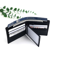 Portefeuille Homme en Cuir Véritable Personnalisé avec Logo, Porte-Cartes Multiples, Fenêtre d'Identité et Compartiment Billets/Chèques, Idéal pour Cartes de Crédit Professionnelles - Vente en Gros