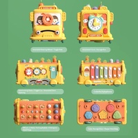 Juguete de Rompecabezas de Madera, Metal y Plástico con Forma de Autobús de Seis Caras para Niños de 1 a 3 Años - Desarrollo Intelectual Multifuncional
