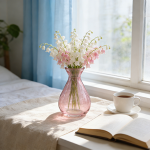 Vase à fleurs en verre rose irisé, électroplaqué, en forme de poire, pour la décoration moderne de la maison et l'ornement minimaliste - Product Image 2