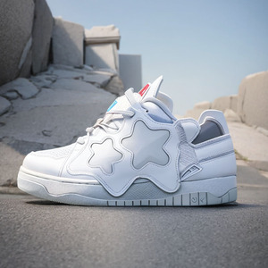 Nouvelle étoile <span class=keywords><strong>pain</strong></span> chaussures femmes bas haut fond épais en cuir blanc chaussures avant à lacets sport décontracté conseil chaussures - Product Image 2
