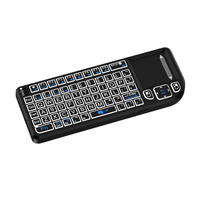 Keyboard Mini dengan Lampu Latar 7 Warna Dapat Diisi Ulang dengan Touchpad Remote Control Pintar Kode Tetap 2.4G Mouse Nirkabel Jangkauan 10m