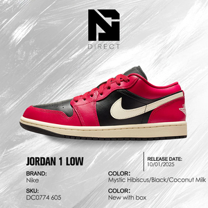 Wmns Air Jordan 1 Low 'Mystic Hibiscus Black' รองเท้าผ้าใบหนังแท้แบบผูกเชือกสำหรับผู้หญิง - Product Image 6