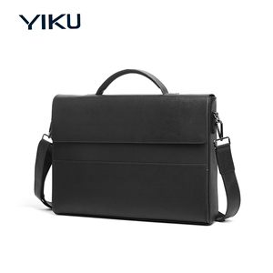 YIKU Sac à main pour ordinateur portable en cuir véritable avec logo personnalisé pour homme, sac à main décontracté pour affaires, grande capacité, imperméable, durable - Product Image 3