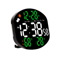 Großbildschirm LED Kunststoff Ovale Moderne Minimalistische Wanduhr Leuchtende Anzeige Wettervorhersage Alarm Kalender Luftfeuchtigkeit Wohnzimmer