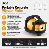 ACE Hochleistungs 220V Tragbarer Beton-Vibrator 18000 U/min 60Hz Kupfermotor CE-Zertifiziert für Bauarbeiten
