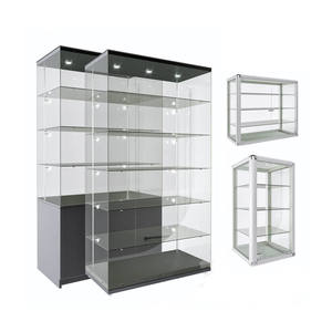 Shop Interior Display Furniture Glass Cabinet with LED Light Adjustable Glass <strong>Shelves</strong> for Retail Clothing Accessories Cosmetics - Product Image 1