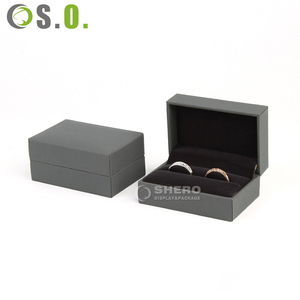 Caja de Joyería Cuadrada Gris de Piel Sintética PU, con Logotipo Personalizado, para Anillos de Boda, Pendientes y Joyas, en Oferta - Product Image 1
