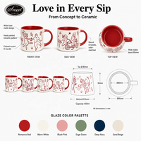 Tasse à café en céramique SWT avec impression d'oreilles pour couple, cadeau de mariage, vente en gros, Saint-Valentin