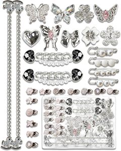 Kit de dijes para bolsos y broches DIY para mujer, con perlas y diamantes de imitación, incluye broches de seguridad - Product Image 1