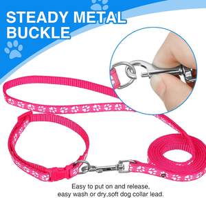 Ensemble collier et laisse pour petits chiens, 4 pièces, motif d'empreintes de pattes, réglable de 7.5 à 12.6 pouces - Product Image 4