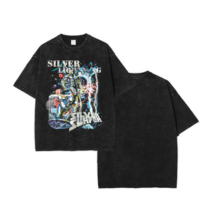 Maglietta lunga stampata in cotone 100% Oversize retrò estate Casual manica corta <span class=keywords><strong>Manga</strong></span> - Product Image 1