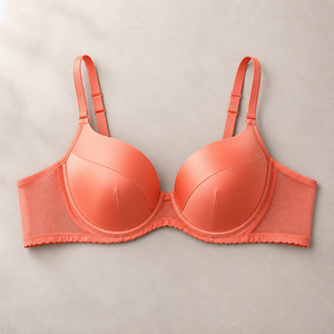 Soutien-gorge push-up 3/4 pour femme, orange corail, avec ailes latérales hautes lissantes, bande inférieure sans couture, effet liftant et sculptant - Product Image 4