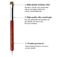 Pinceau français classique à manche en bois rouge, double embout, poils Kolinsky, avec stylo à pois, tailles 8-16, avec support offert