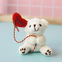 Adorable Ours en Peluche Assis avec Cœur, Poupée Créative Tenant un Cœur, Porte-clés Ours Ballon, Pendentif de Sac, Logo Personnalisé