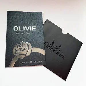Различные типы черных бумажных конвертов с УФ-печатью пользовательского логотипа серебряная фольга штамповочная карта конверт маленький конверт