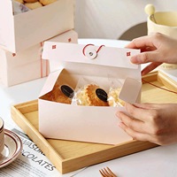 FAVORCRAFTS Boîtes en papier pliables personnalisées avec fermeture à nœud pour l'emballage de produits de boulangerie, boîtes d'emballage alimentaire, boîte d'emballage pour gâteaux, desserts sucrés