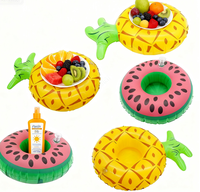 Caddie de piscine flottant robuste pour plateau gonflable en PVC avec plusieurs porte-gobelets et sous-verre à bière à eau au design d'assiette de fruits
