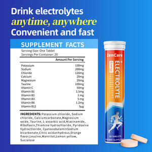 Comprimidos Efervescentes de Eletrólitos GMP em Estoque, Suplemento Energético Multivitamínico para Adultos, 20 Comprimidos Dose Diária - Product Image 3