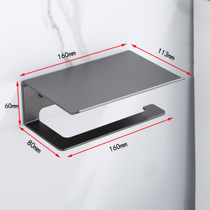 Portarrollos de Papel Higiénico Moderno de Aluminio Espacial Gris con Estante, Portarrollos de Papel Higiénico Negro Mate - Product Image 2