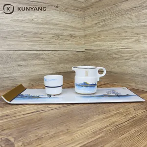 Оптовая продажа логотип на заказ Восточный китайский стиль пейзажная живопись керамическая чайная чашка набор