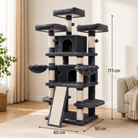 Arbre à chat multi-niveaux de luxe, extra haut, double, avec hamac et rampe à gratter, pour chatons et chats adultes