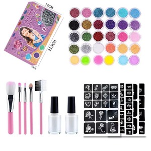 Kit de tatouages temporaires à paillettes pour adultes, 30 couleurs, professionnel, certifié EN71, couleurs personnalisables, maquillage corporel, nail art, fête - Product Image 2