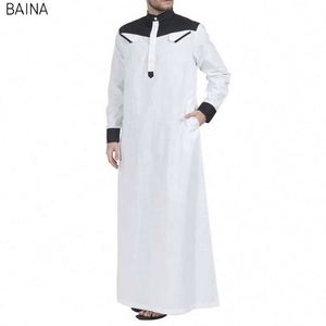 Nouvelle Robe Abaya Ample pour Hommes Musulmans Arabes, Col Montant, Manches Longues, Patchwork, Style Moyen-Orient Islamique, Thobe de Dubaï - Product Image 1