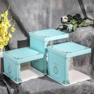 6 8 10 12 pouces Boîte à Gâteau Translucide Rose/<span class=keywords><strong>Bleu</strong></span>/<span class=keywords><strong>Blanc</strong></span> Pour Anniversaire Baptême Livraison Emballage - Product Image 2