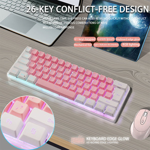 K401 Mini clavier de jeu ergonomique rétroéclairé RVB à 61 touches, filaire et enfichable, pour fille, clavier mécanique de jeu de bureau - Product Image 5