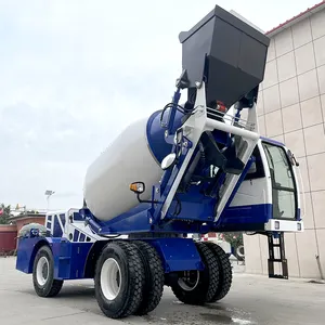 1.5m3 mini compact small mobile concrete mixer with self feeding mixing truck