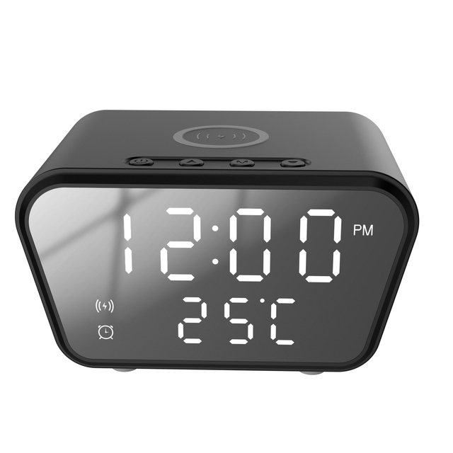 15W Smart Wireless for BT Speaker with LED Light and Time Clock Multifunctional Micro USB Quick Charging Port