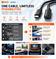 Câble d'extension USB-C 10 Gbps 100 W PD à charge rapide, Type C mâle-femelle, transfert de données vidéo 4K, 1 m, en nylon flexible, cuivre pur