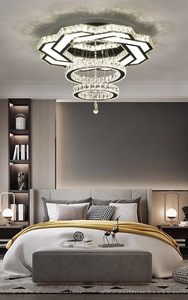 Lampadario a LED Moderno di Lusso <span class=keywords><strong>con</strong></span> <span class=keywords><strong>Cristalli</strong></span> e Base in Acciaio per Hotel, Villa e Soggiorno - Product Image 6