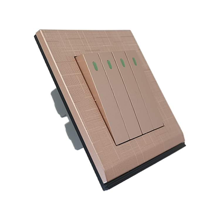UK Standard 10A Four Gang Wall Switches Power Electrical Gold Brush Meteor Rain Series Wall Switches