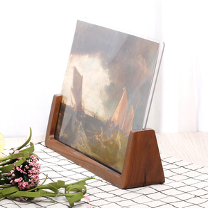 U shape Natural Tabletop Acrylic Black Walnut Photo Frame Picture Frame