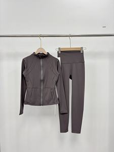 Women's Two-Piece Yoga <b>Shorts</b> Set Breathable High Elasticity Fast Dry Lightweight Eco-Friendly Stretch <b>Black</b> Grey - Product Image 4