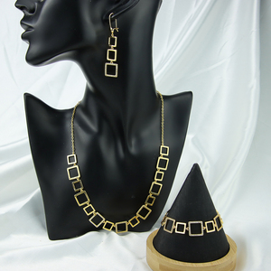 Conjunto de Joyería de Diseño Sencillo y Elegante, Chapado en Oro de 21k, Collar con Circonitas Italianas, Juego de 3 Piezas para Mujer, Estilo Vintage para Uso Diario y Fiestas - Product Image 5