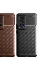 Casing Ponsel Efek Serat Karbon untuk VIVO X60 Pro, Penutup TPU Anti Gores, Penutup Karet Tipis, Pelindung Anti Benturan