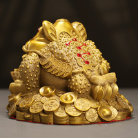 Figurine de crapaud doré en laiton, Feng Shui traditionnel, moulage antique, cadeaux d'ouverture de magasin, décoration pour la maison et les entreprises