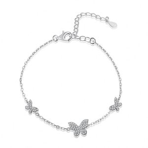 Dylam Fine Jewelry 925 Sterling Silver Adjustable Women 18K Gold Plated Layered Butterfly <b>Charm</b> 5A Zirconia Butterfly Bracelet - Product Image 1