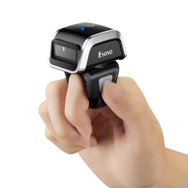 Eyoyo Mini 3 In1 1D 2D Bluetooth Wireless Wearable Finger UPC QR Code Reader Ring Barcode Scanner for Library Inventory
