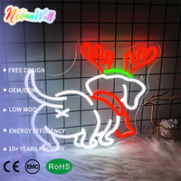 Neonawall Enseigne néon moderne rouge en silicone, motif renne et chien, pour les amoureux des animaux et les décorateurs de Noël, lumière LED USB à intensité variable, pour animalerie et maison