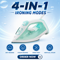 Fer à vapeur professionnel 1600W pour la maison ESI-8872, semelle antiadhésive, fer électrique à vapeur sèche et à jet de vapeur pour vêtements
