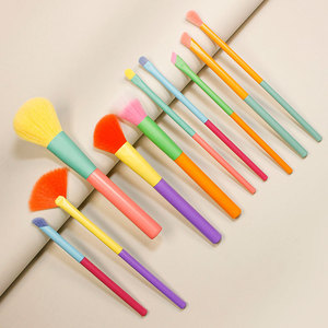ชุดแปรงแต่งหน้าขนสังเคราะห์ 10 ชิ้น สีสันสดใส ด้ามไม้ หัวแปรงอะลูมิเนียม สำหรับโกนหนวดและแต่งหน้า ชุดเครื่องสำอางแบบกำหนดเอง - Product Image 2