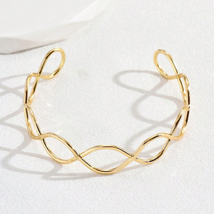 Minimalist Hollow Metal <b>Infinity</b> Symbol Arm Cuff: Unique Twisted Geometric Punk Adjustable Open <b>Bracelet</b> and Body Chain - Product Image 1